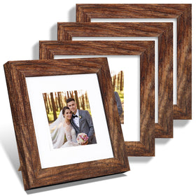 Hongkee 6x6 frame set with rustic brown wood for wall or table display.