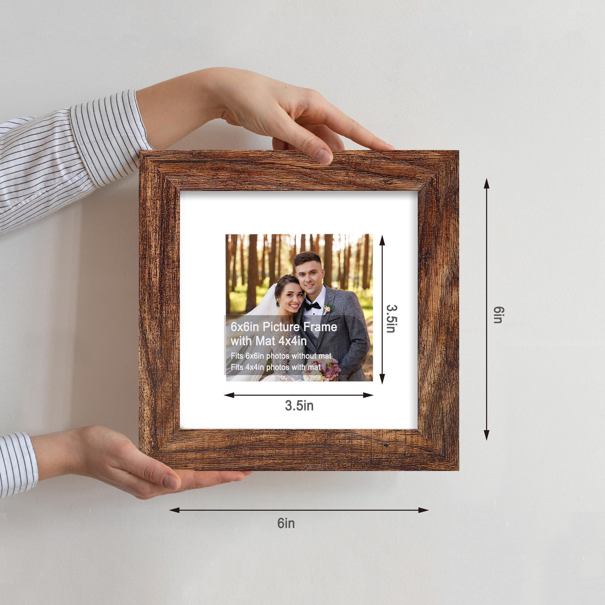 Hongkee 6x6 frame with mat fits a 4x4 photo for tidy collage.