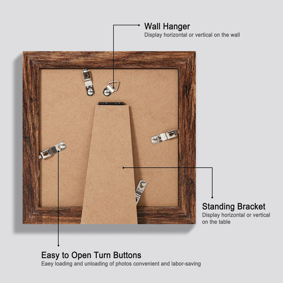 Hongkee 6x6 frame without mat displays 6x6 photo for bold wall art.