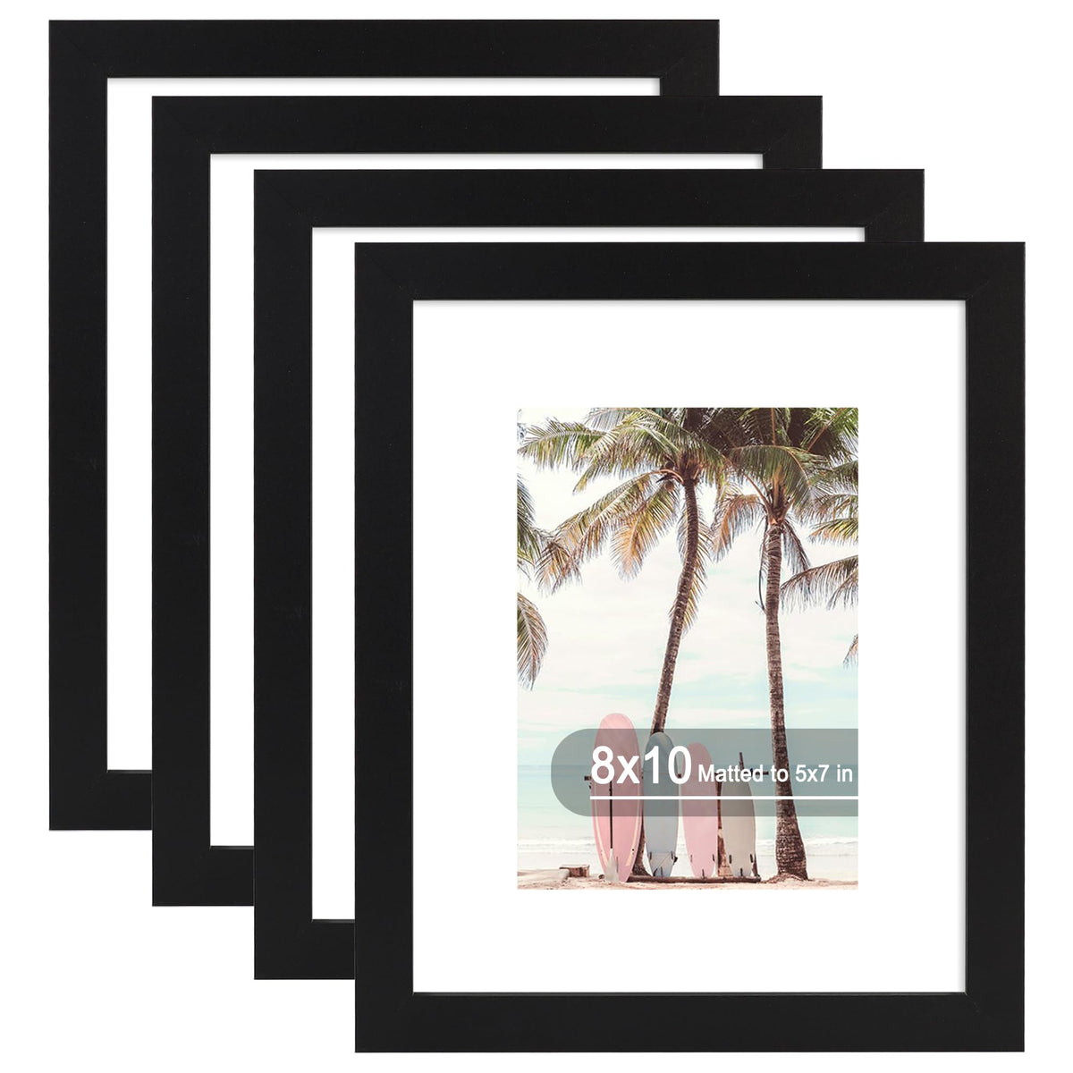 Hongkee 8x10 black wood frame with real glass front displaying vibrant photos