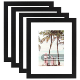Hongkee 8x10 black wood frame with real glass front displaying vibrant photos