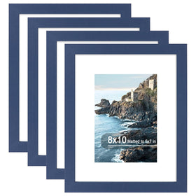 Hongkee 8x10 blue frame front view with glass for a clear photo display.