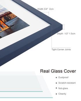 Hongkee blue frame without mat ready to display an 8x10 photo on wall.