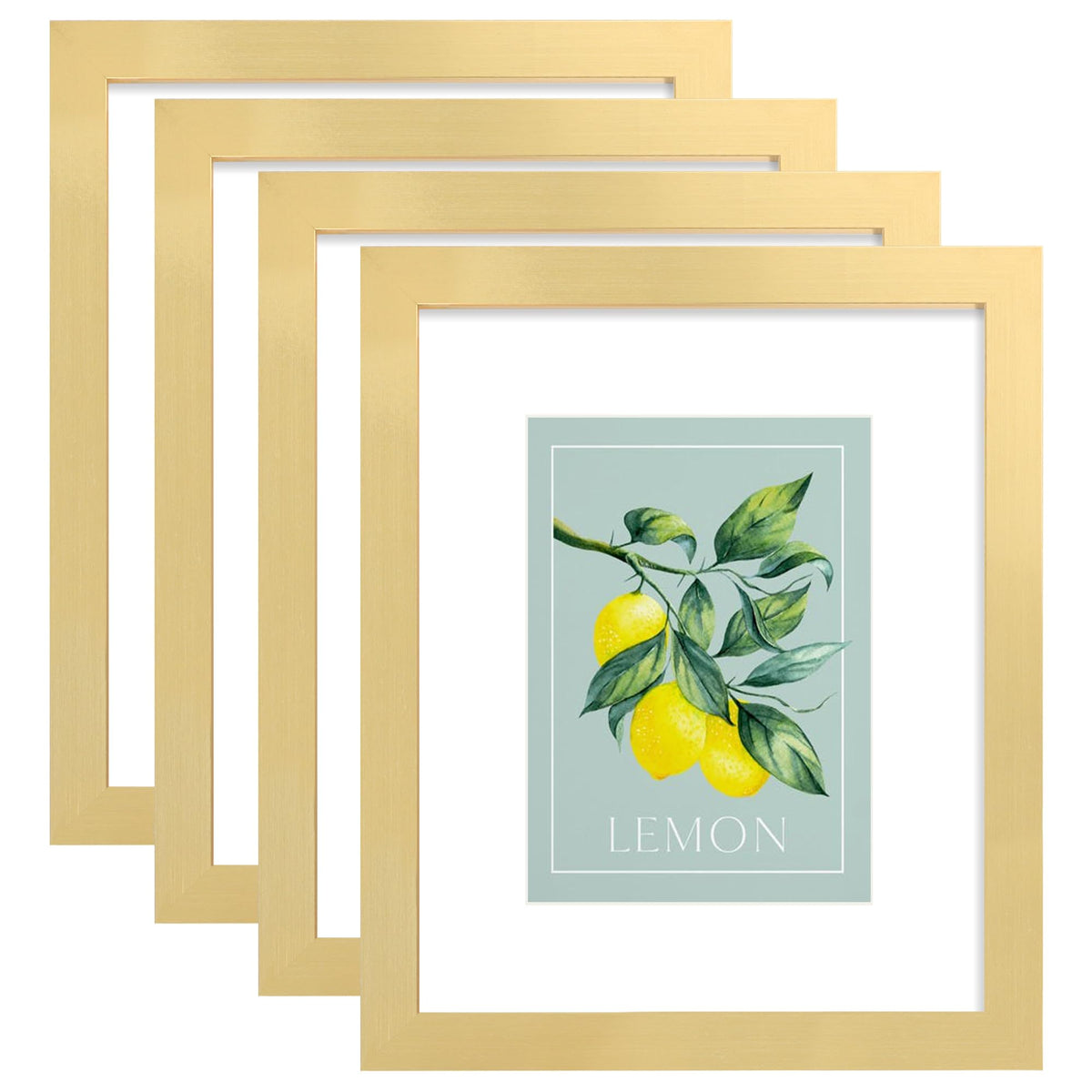 Hongkee 8x10 gold frame front view with real glass, ideal for photos.