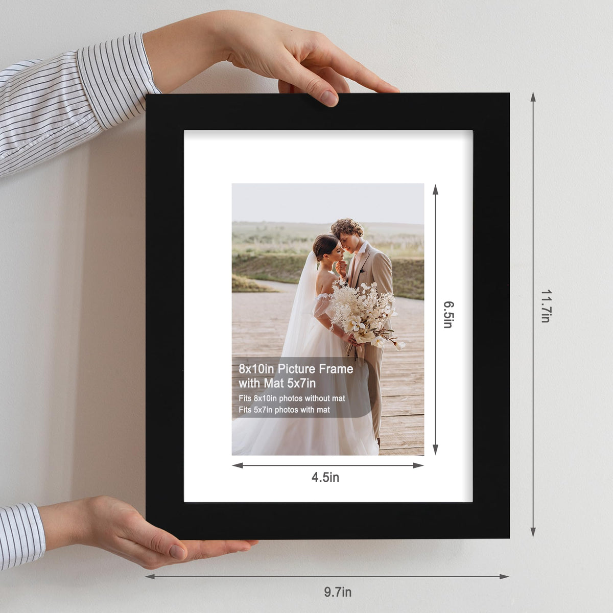 Hongkee 8x10 frame back panel shows swivel tabs for easy photo swap.