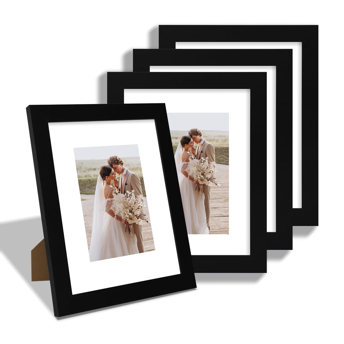 Hongkee 8x10 frame front view with real glass for clear photo display.