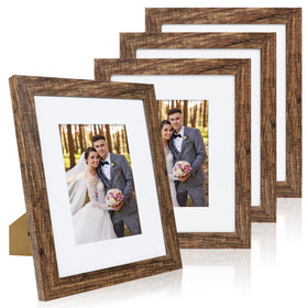 Hongkee 8x10 frame set of four on wall with rustic brown wood