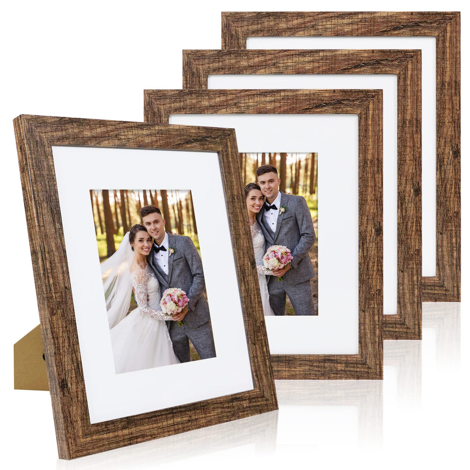 Hongkee 8x10 frame set of four on wall with rustic brown wood