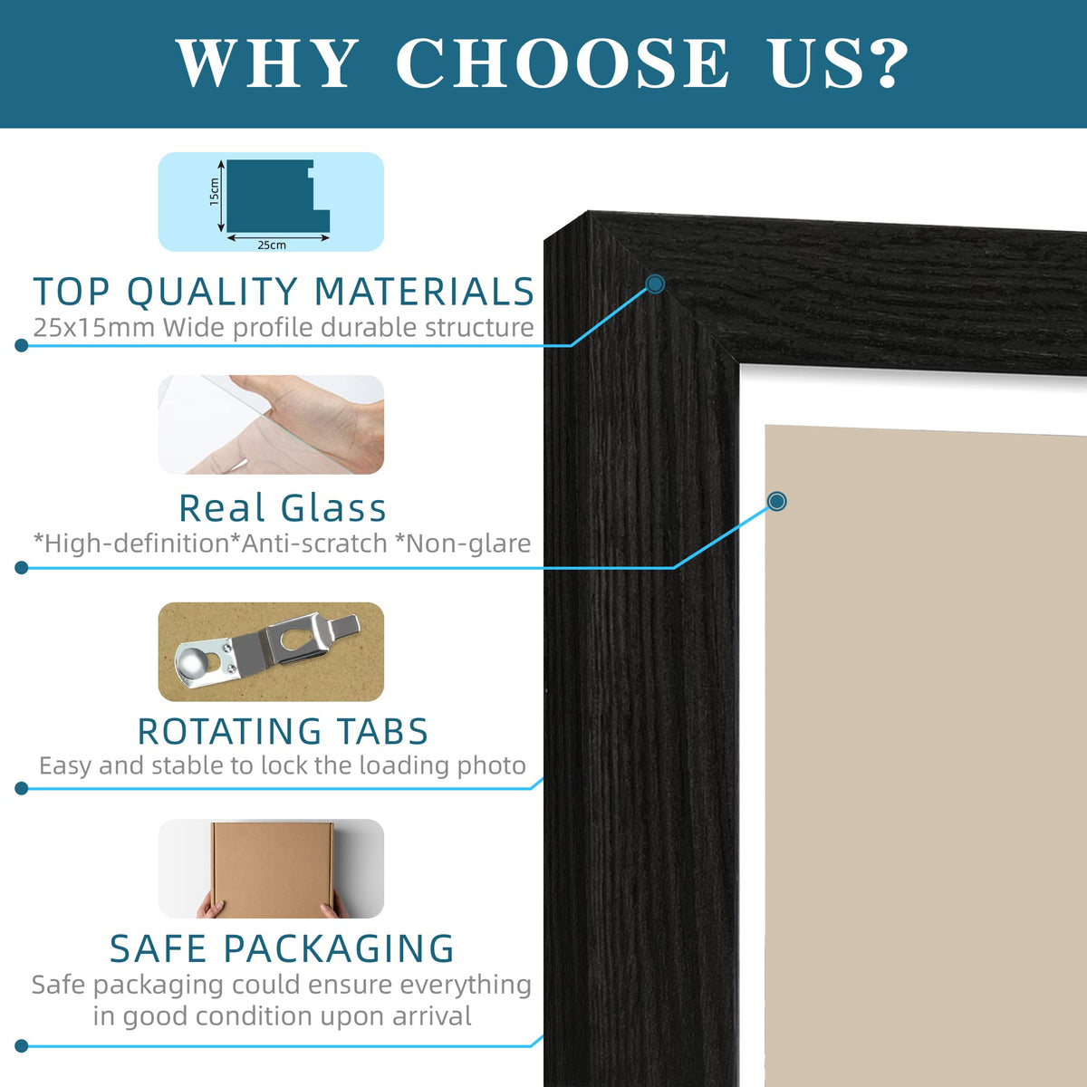 Hongkee real glass ensures clear view and protection in packaging.