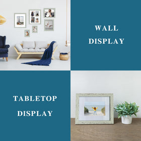 Hongkee 8x10 frame on tabletop for horizontal display.