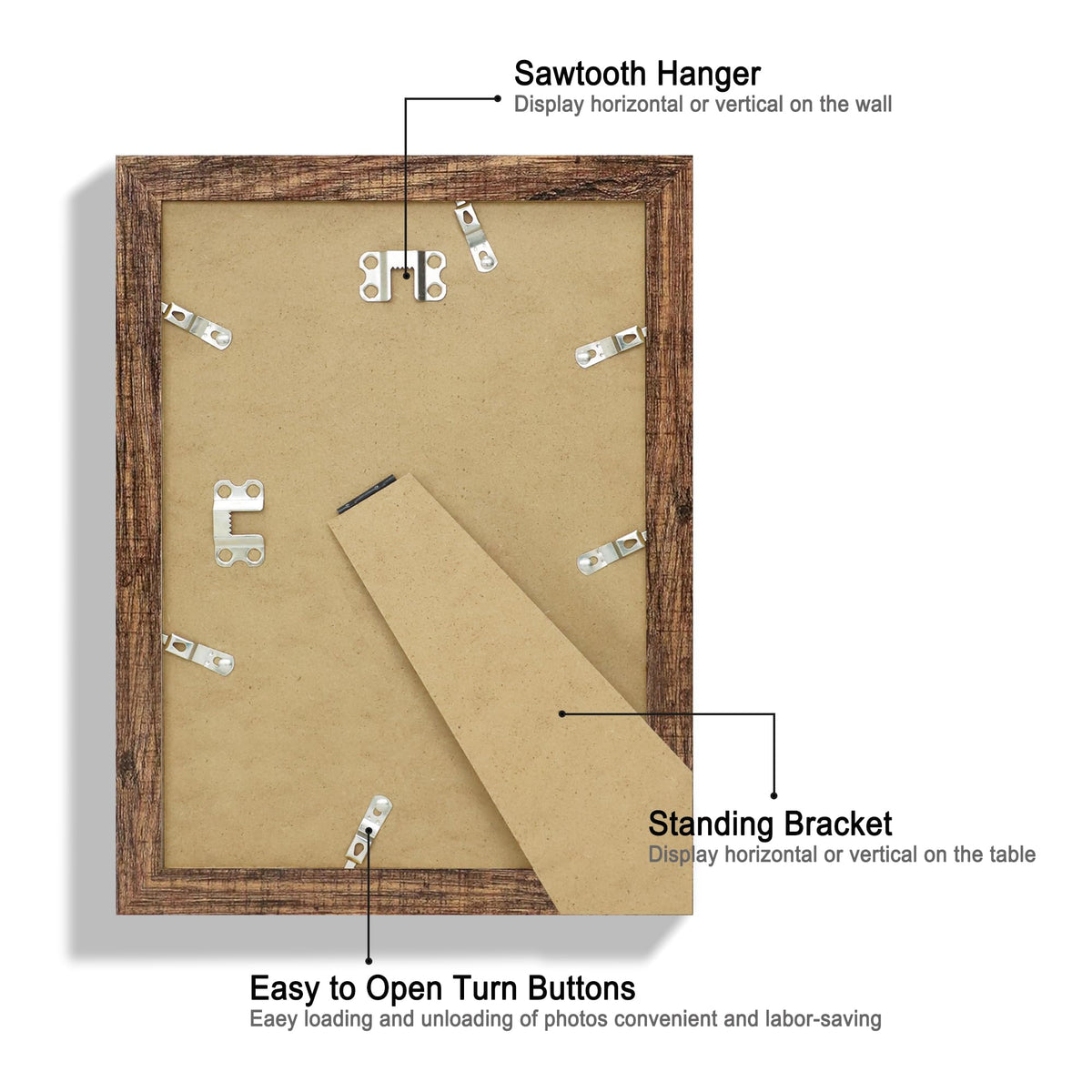 Hongkee 8x11 frame tabletop display supports horizontal or vertical layouts