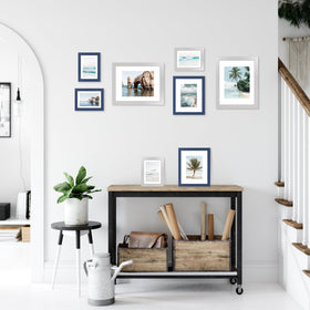 Hongkee blue picture frames shown on table or wall for versatile display.