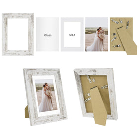 Hongkee distressed white wood frame showcasing sturdy side angle.