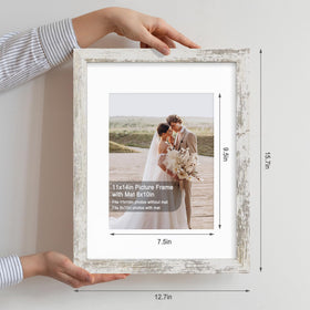 Hongkee distressed white wood texture frame complements rustic and modern decor.