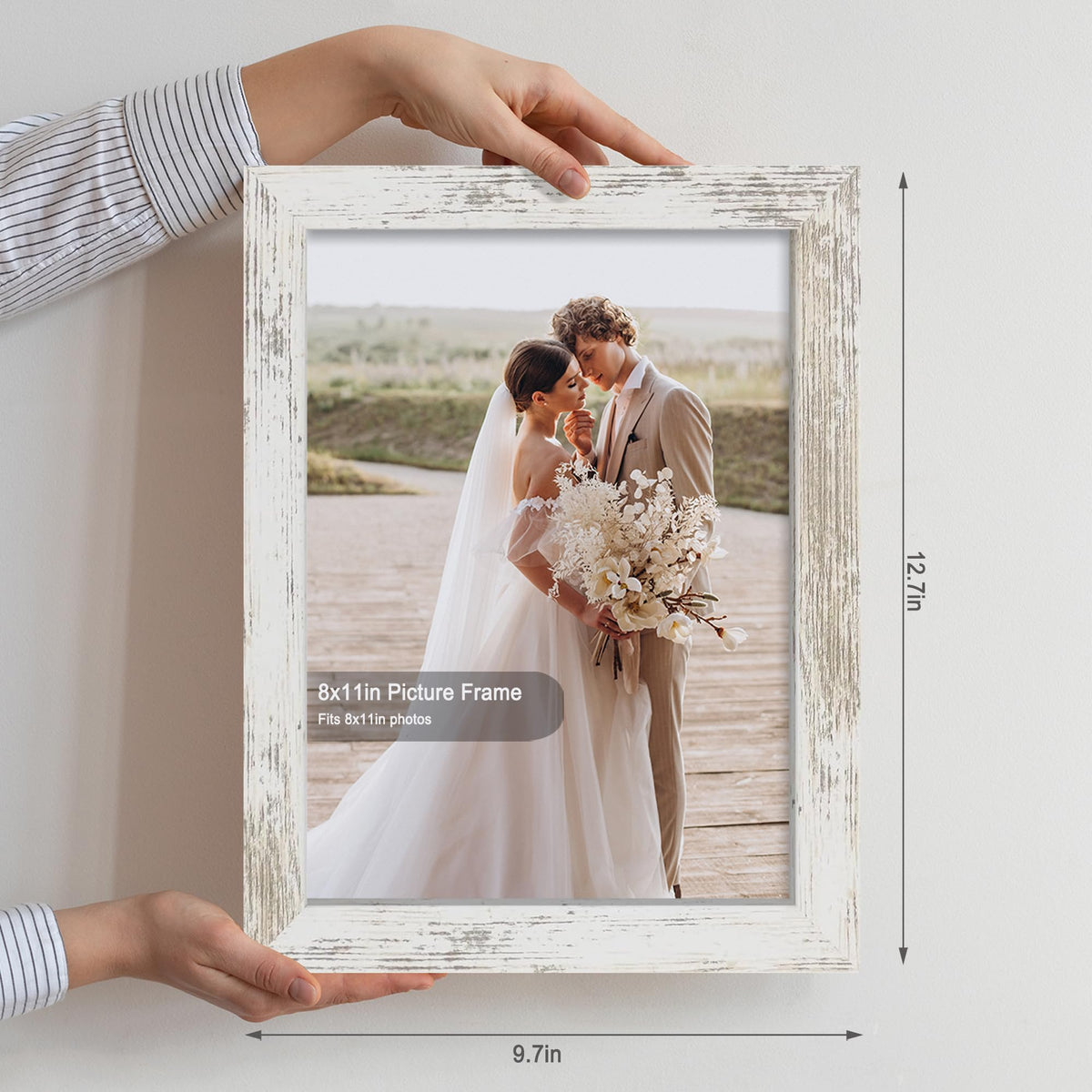 Hongkee distressed white wooden frame back panel detail highlights sturdy construction.