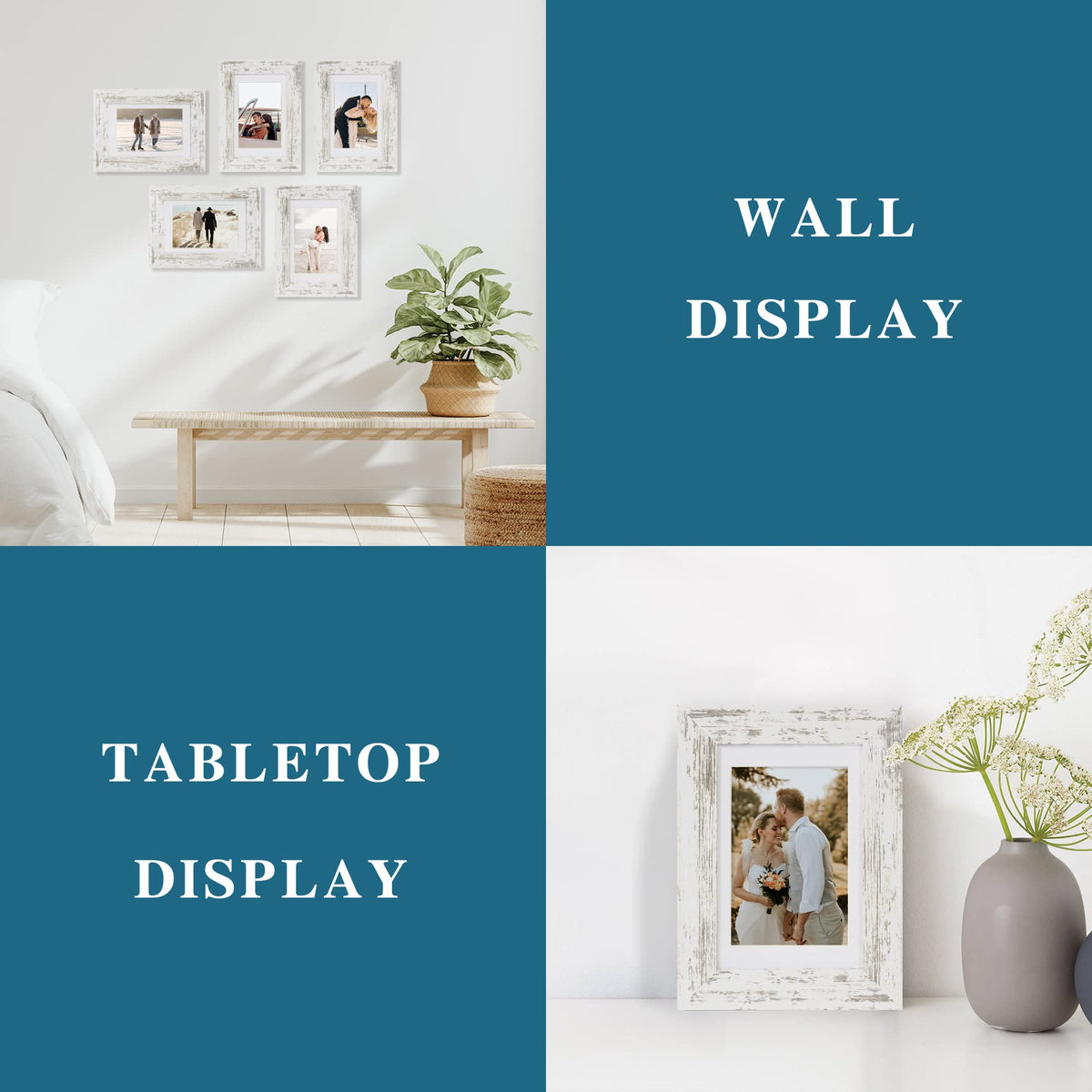 Hongkee wall-mount frame with swivel tabs for easy photo changes.