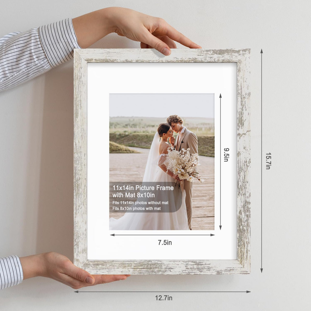 Hongkee frame with mat for 8x10 photos offers secure viewing.