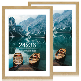 Hongkee natural oak 24x36 poster frame with rustic texture for refined wall decor.