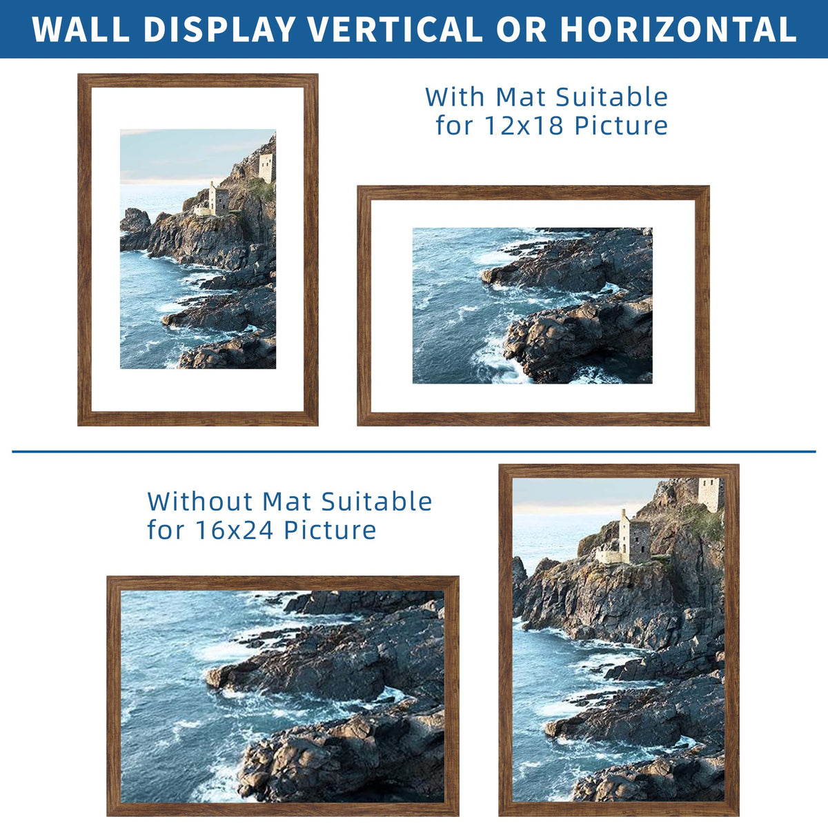 Hongkee plexiglass front protects prints without risk of glass breakage.