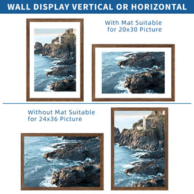 Hongkee poster frame wood texture horizontal hanging for versatile wall display.