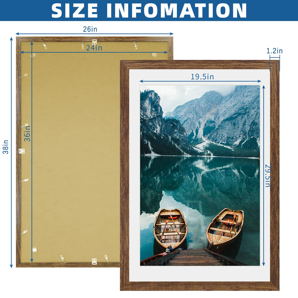 Hongkee poster frame wood texture vertical hanging shows family photos neatly.