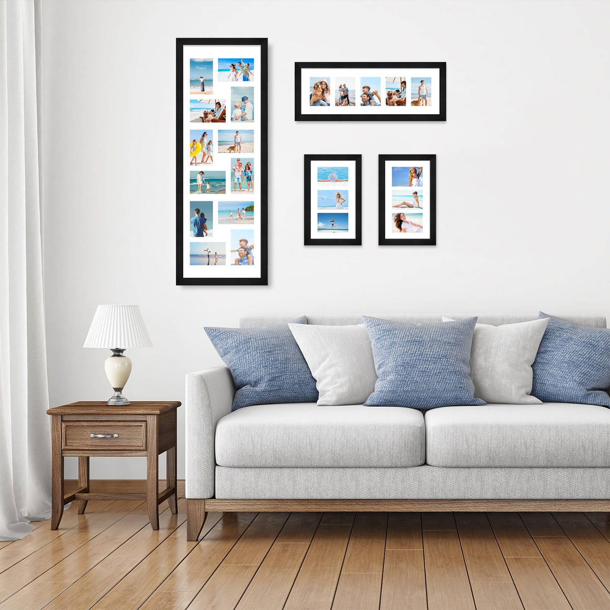 Hongkee frame features sawtooth hangers for simple wall mounting.
