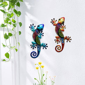 HONGLAND gecko wall art garden decor in natural light highlights colors