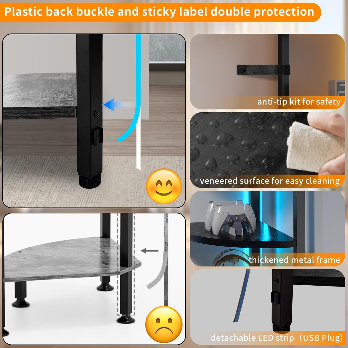 HONGOUZWL each shelf supports up to 22 lbs for versatile storage.