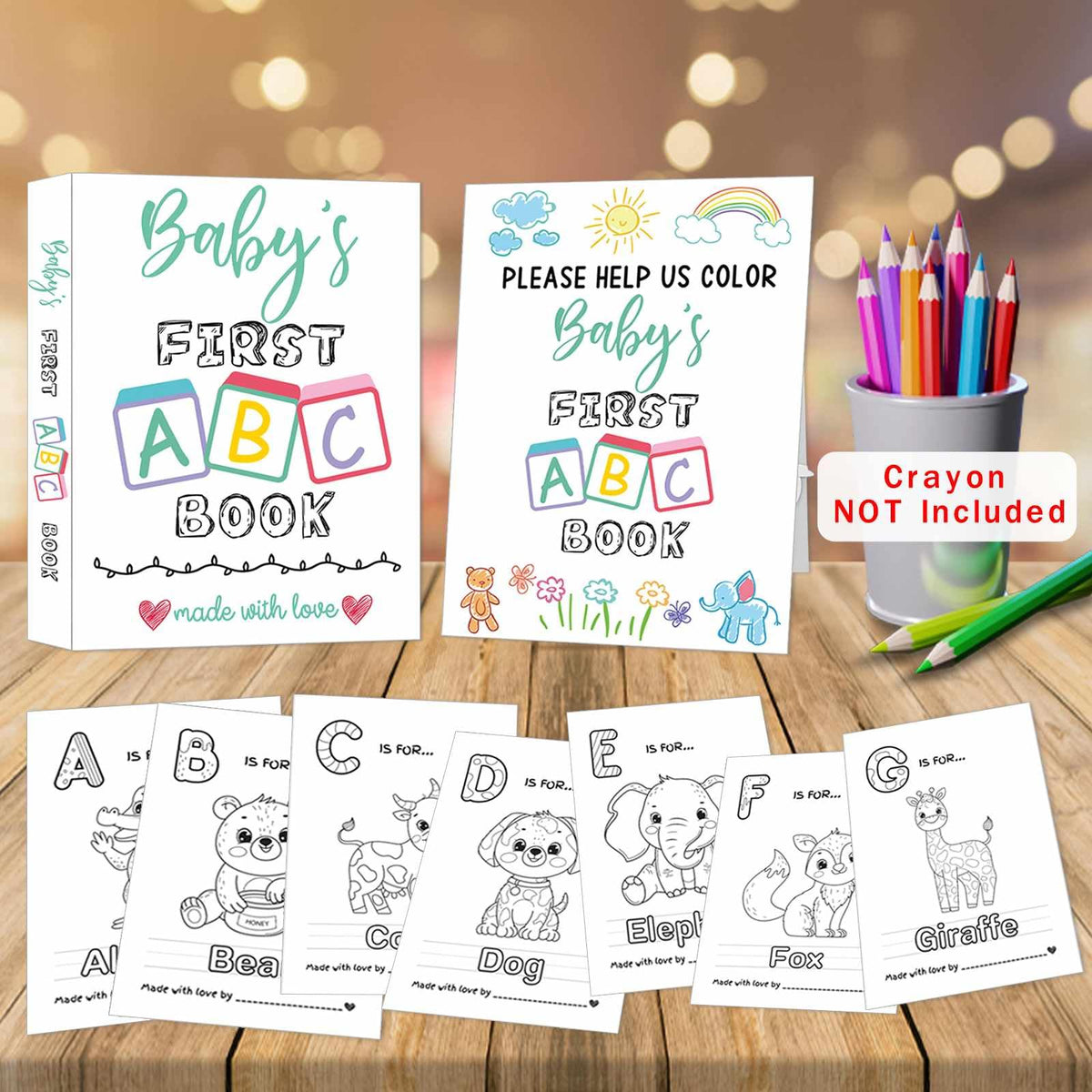 Hongpar ABC Book inserts ready for guest contributions and memories.