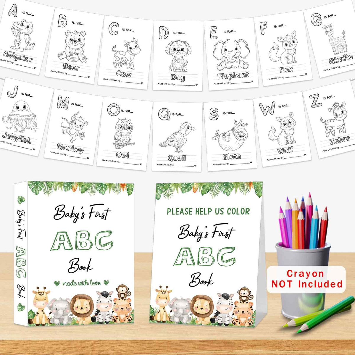 Hongpar Baby-First ABC coloring pages A to Z for playful learning.
