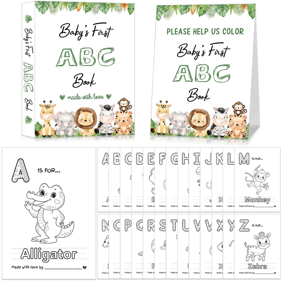 Hongpar Safari ABC coloring book cover with jungle animals for a memorable keepsake.