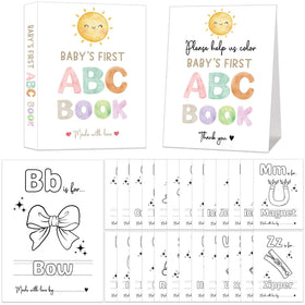 Hongpar Sunshine ABC book cover as a cheerful centerpiece for a baby shower activity.