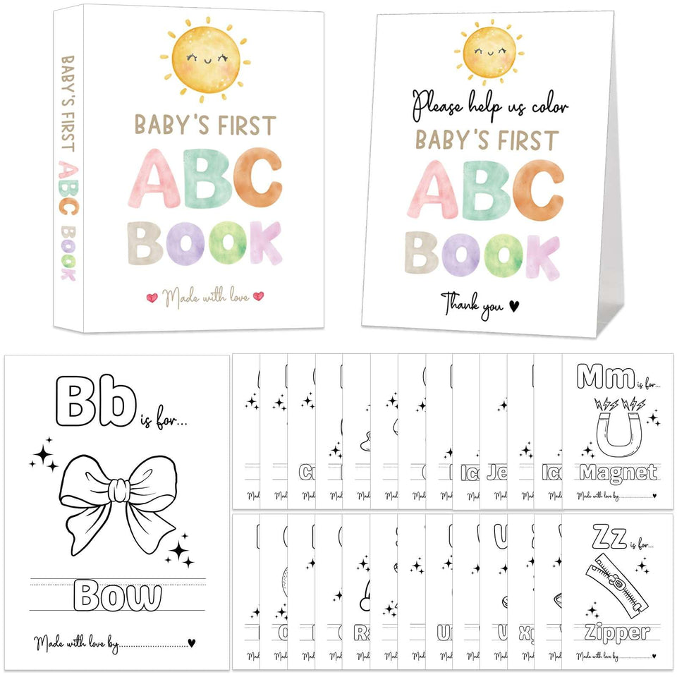 Hongpar Sunshine ABC book cover as a cheerful centerpiece for a baby shower activity.