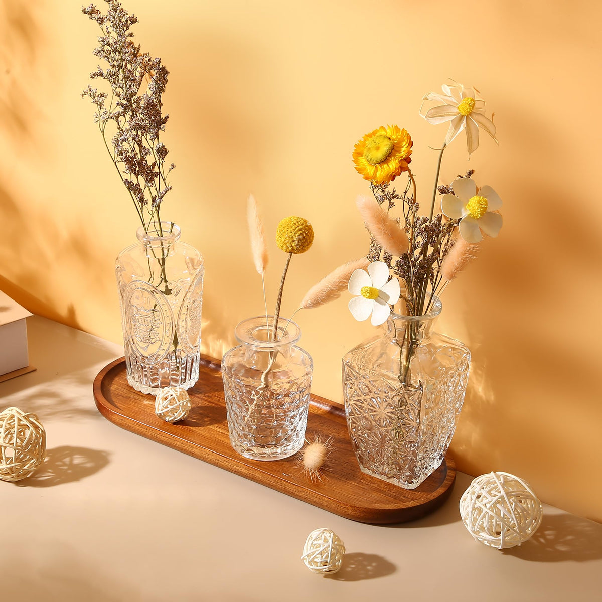 Hongqu US durable thickened-glass vase with stable base design for daily use