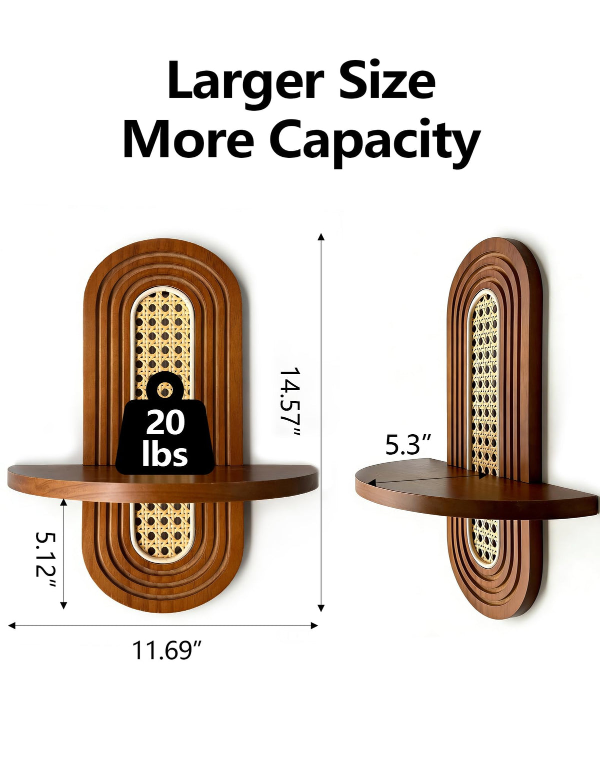 Hongsane small shelves in walnut for bedside decor