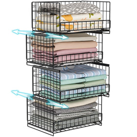 Hongtamoya four-tier closet organizer stackable bins for wardrobe storage