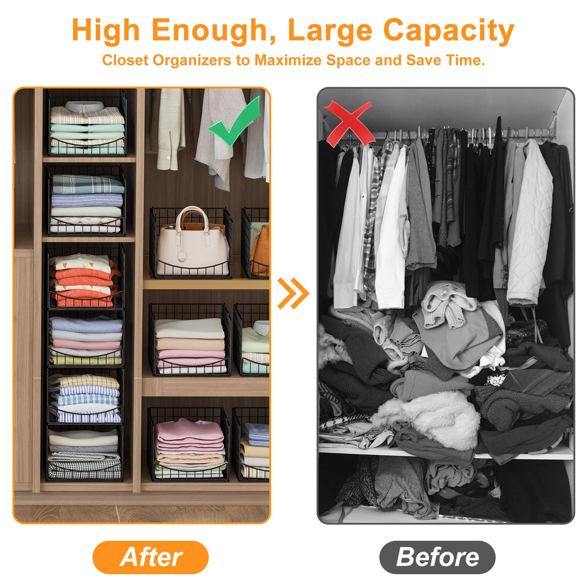 Hongtamoya closet organizer side view highlights durable anti-rust frame.