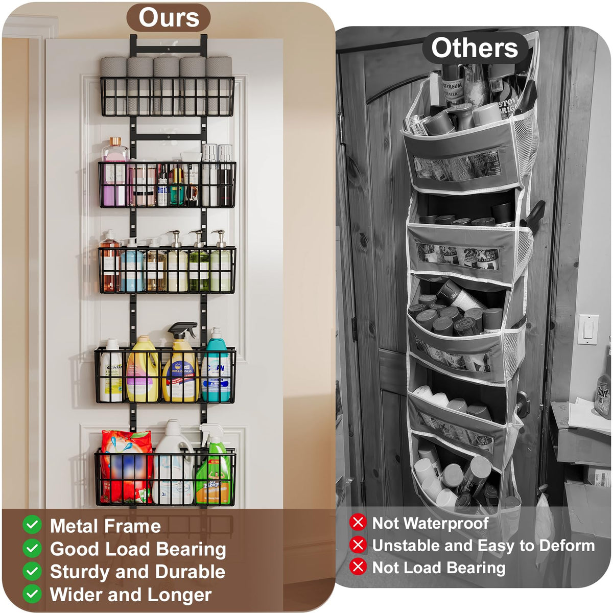Hongtamoya 5-basket layout shows versatile storage for pantry, laundry, or bathroom needs.