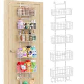 Hongtamoya over-the-door organizer with five baskets for pantry storage