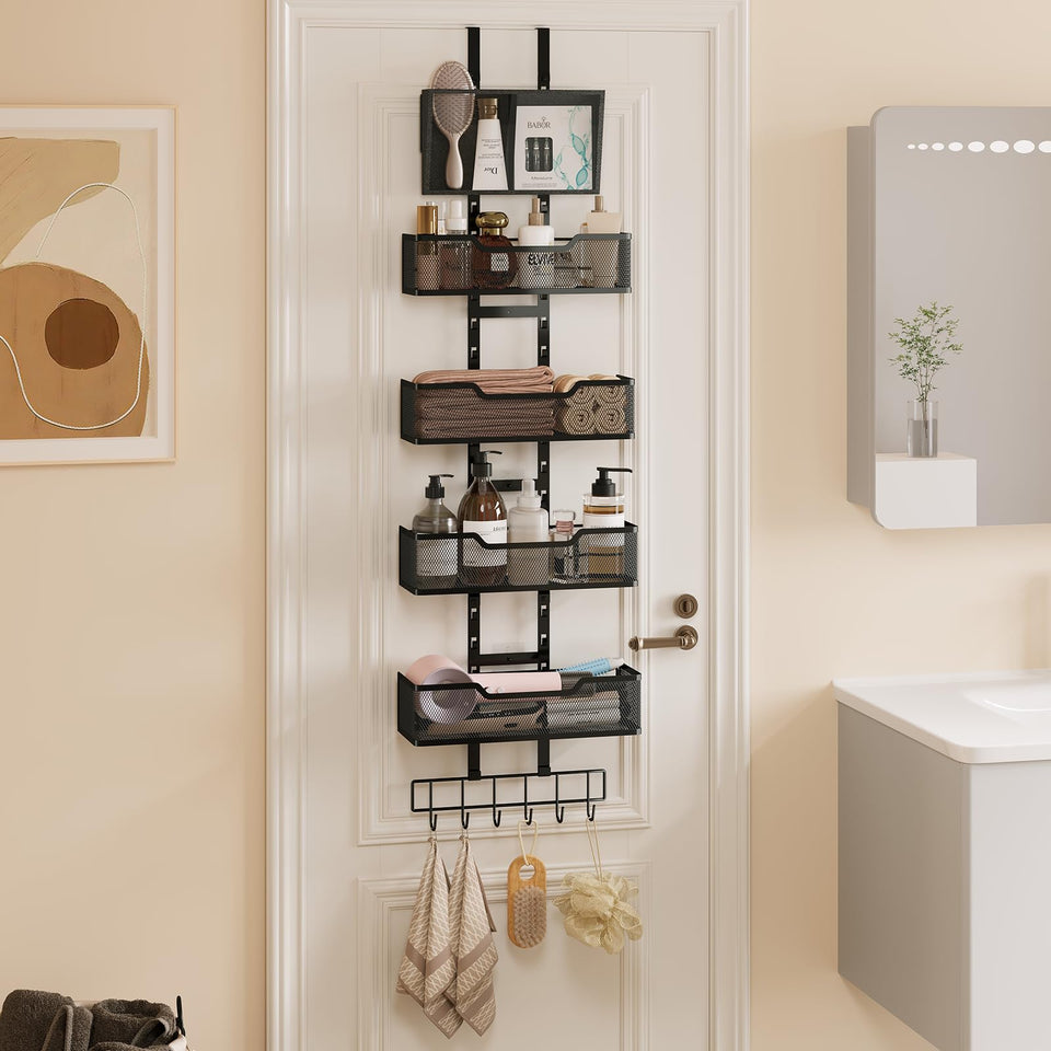 Hongtamoya over-door organizer main baskets for clutter-free storage.