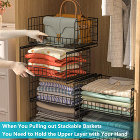 Hongtamoya stackable wardrobe bins maximize vertical organization