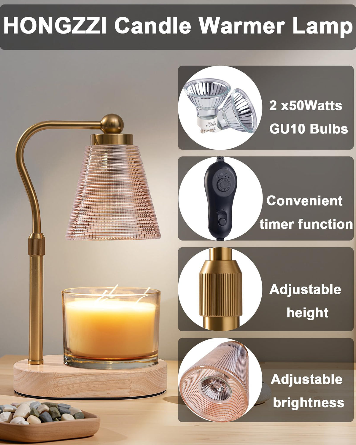 HONGZZI candle warmer lamp dimmer lets you set the perfect brightness