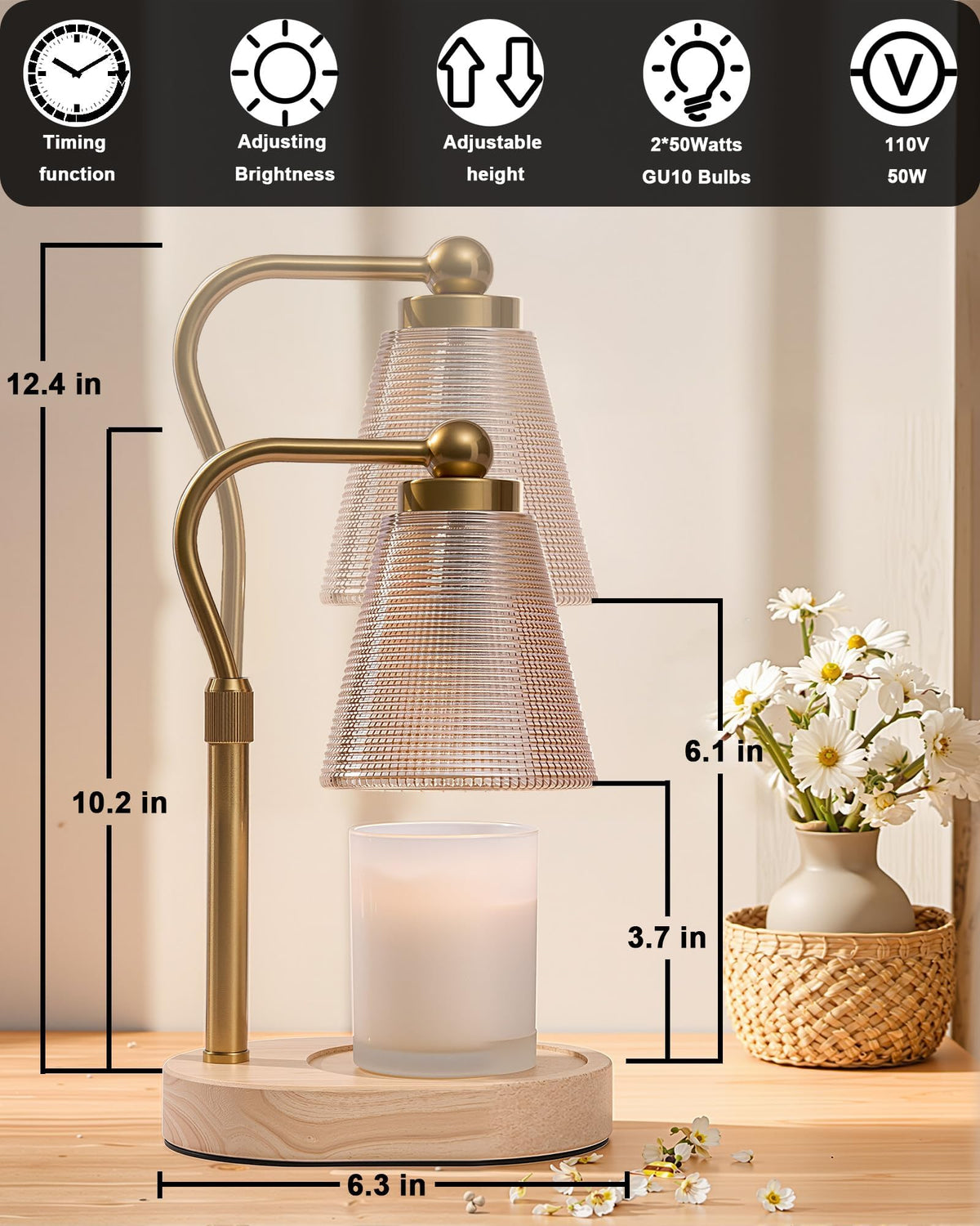 HONGZZI candle warmer lamp with a gold finish enhances decor