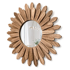 Honiway 21-inch carbonized black frame mirror enhances rustic spaces