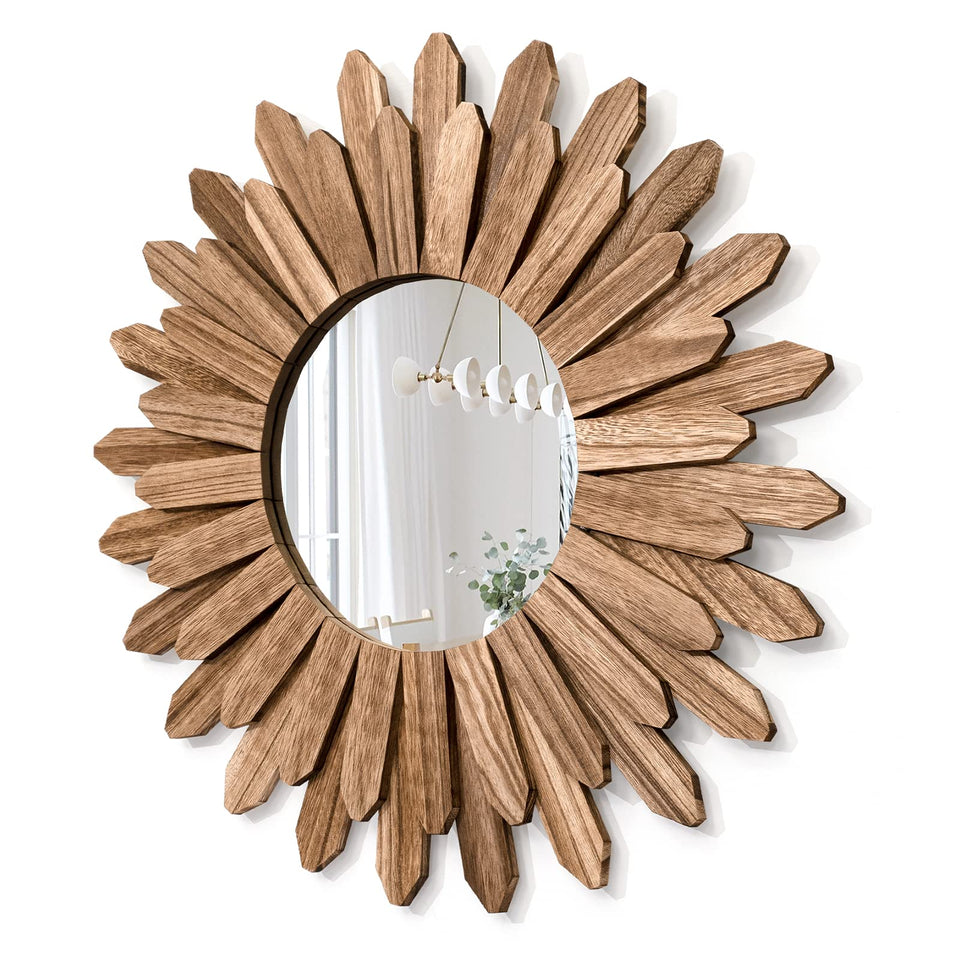 Honiway 21-inch carbonized black frame mirror enhances rustic spaces