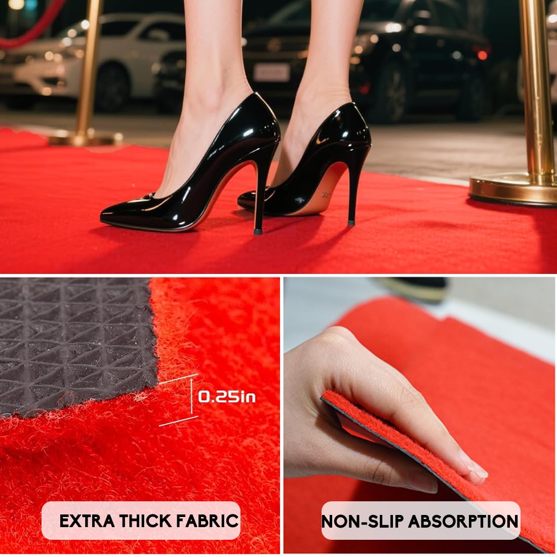 HONKKTHY wedding aisle setup with red carpet runner for elegant procession.