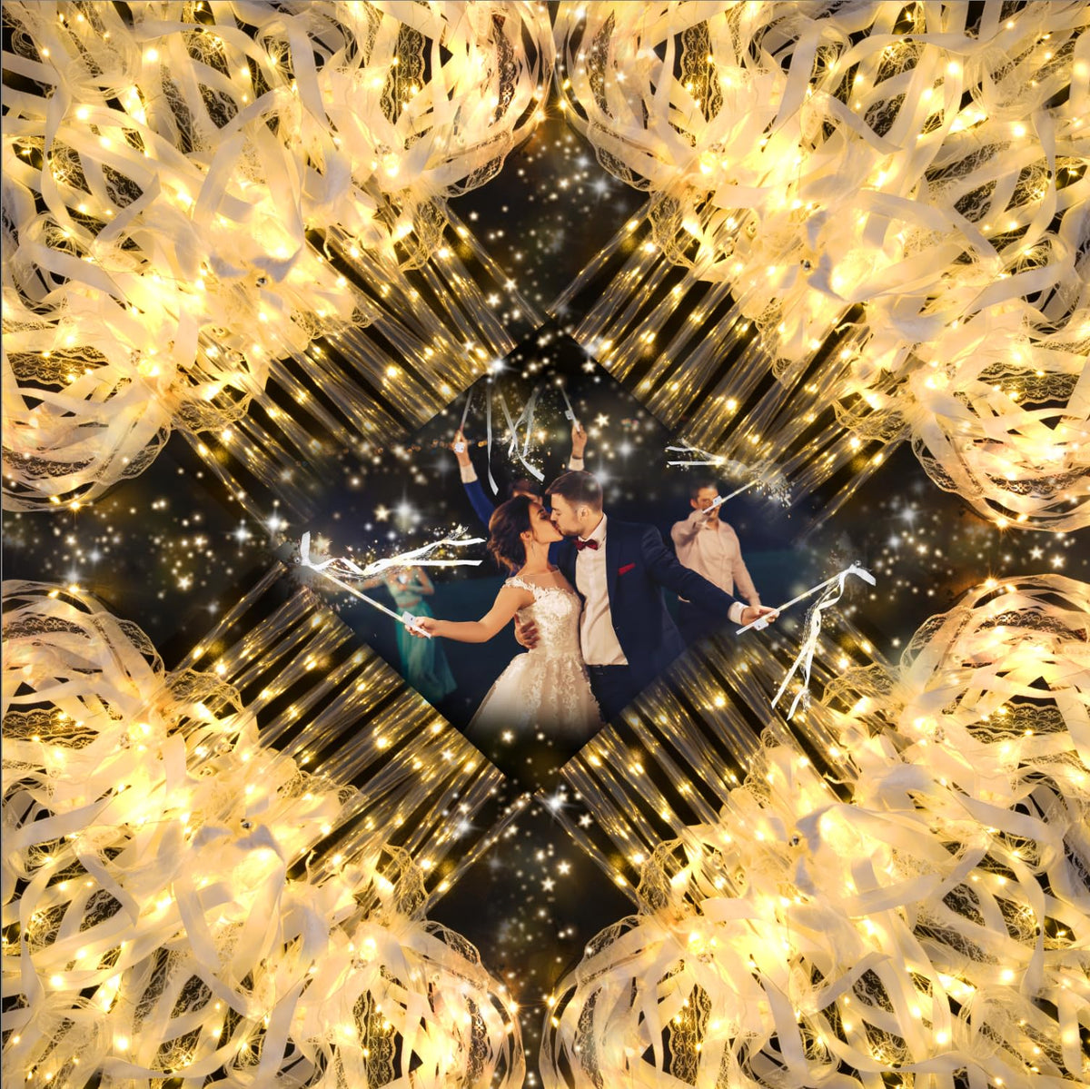 HONLYNE 68PCS light-up wands illuminate weddings with warm LEDs.