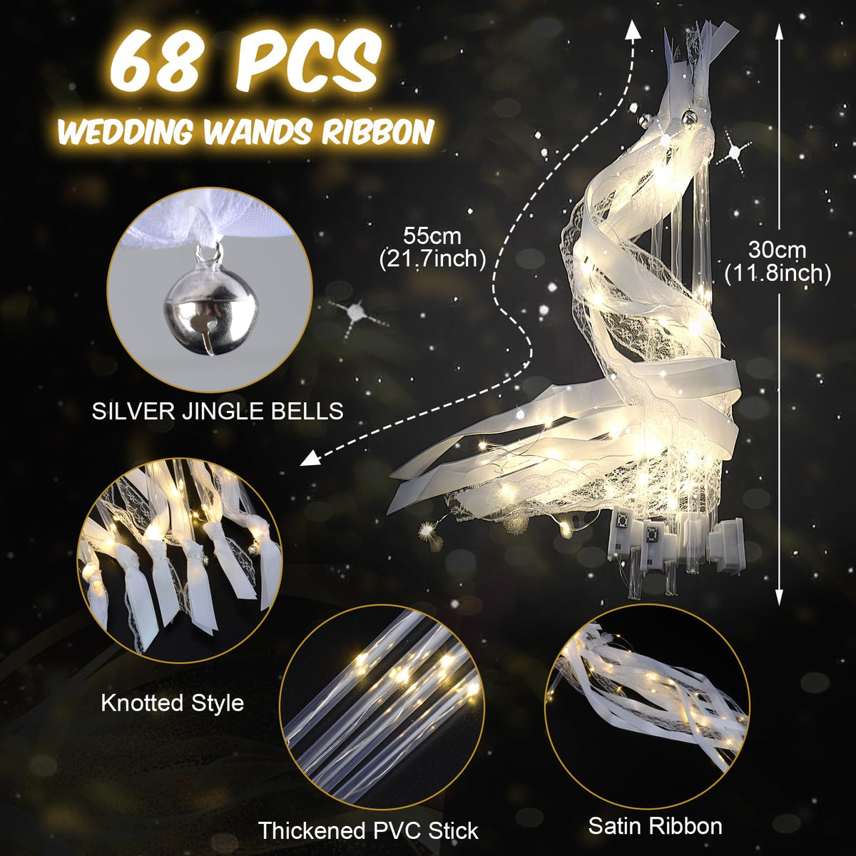 HONLYNE LED wand with ribbons and bells for elegant send-offs.
