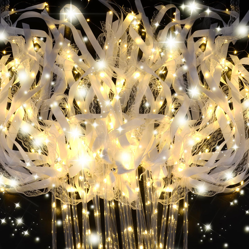 HONLYNE light-up wands bulk pack for weddings with ribbons and bells