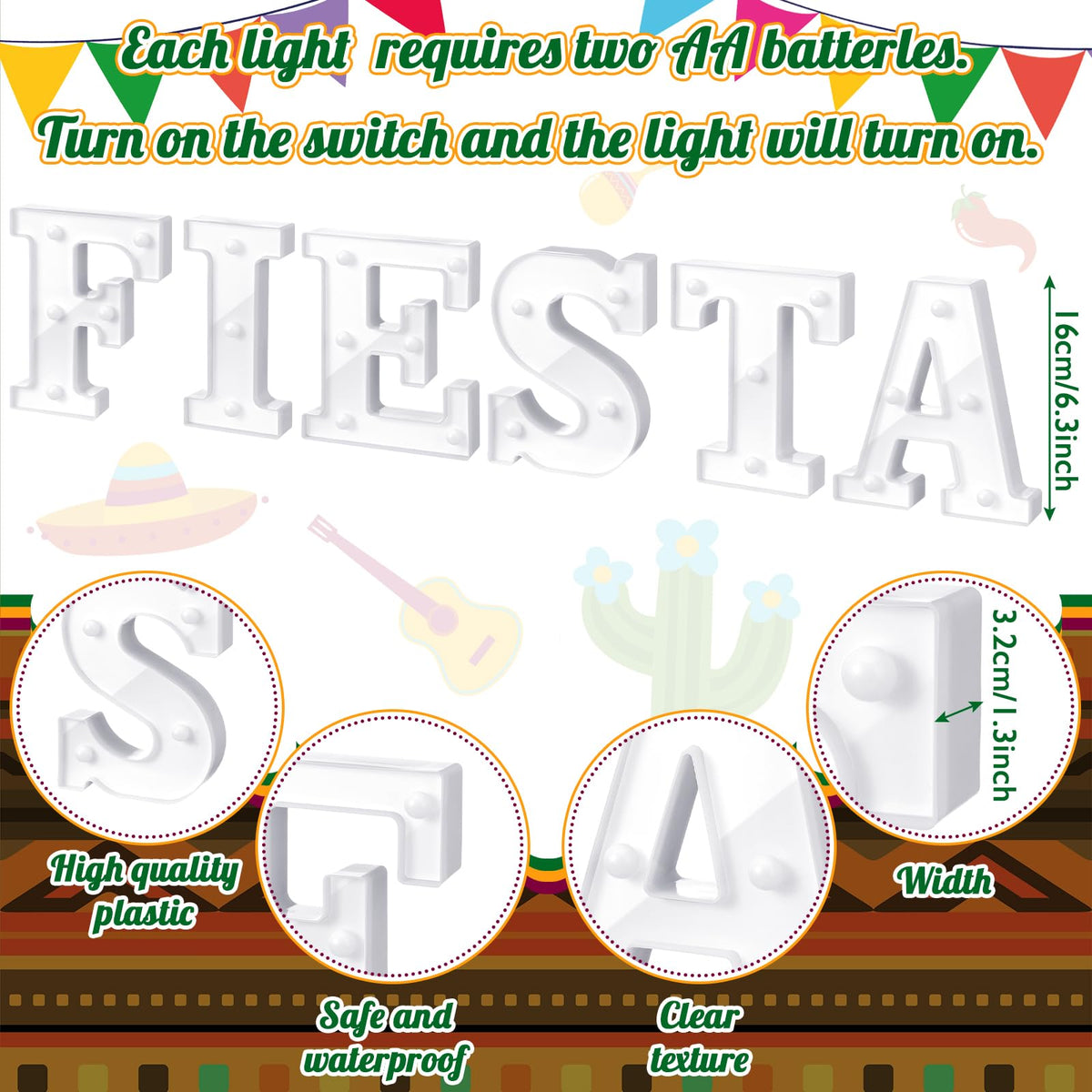 Honoson Fiesta LED Letters Sign wall display for warm fiesta ambience